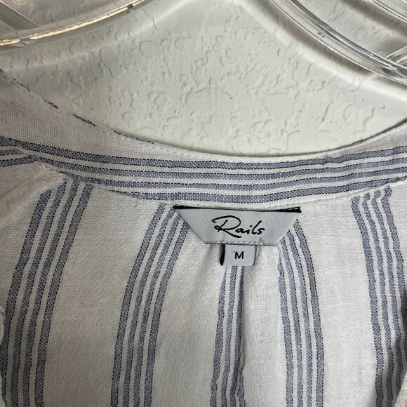 Rails Marti Cayman Stripe Linen blend Peplum Hem Blouse, size M, long sleeve - Picture 4 of 8